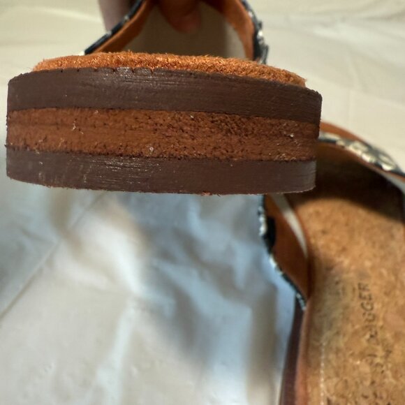 KELSI DAGGER BROOKLYN Ruthie printed leather flat slide sandal faces 6.5 - Picture 11 of 16